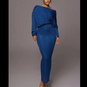 Jluxlabel sequin skirt set blue